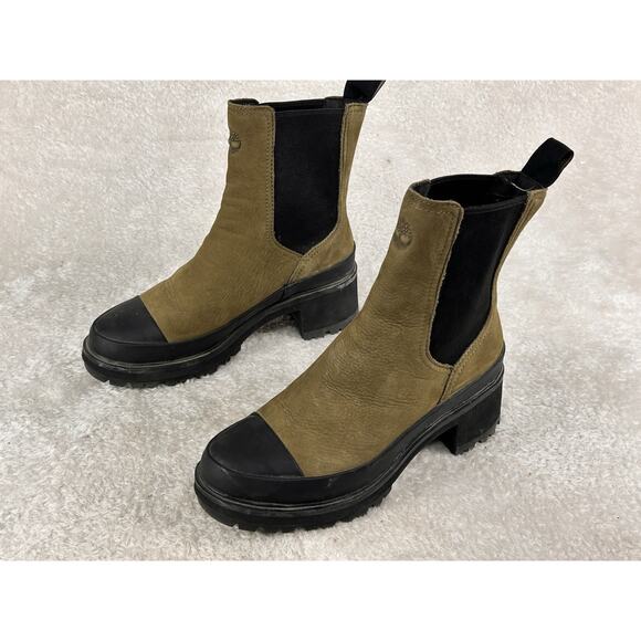 Timberland Boots Ankle Suede Women's Size 6.5 Green Chukka RebotL Heel Slip On - Picture 2 of 6